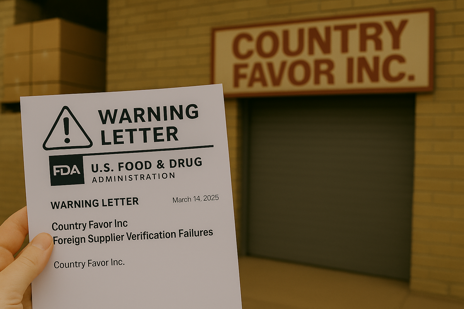 Country Favor Inc. warned for foreign supplier verification failures
